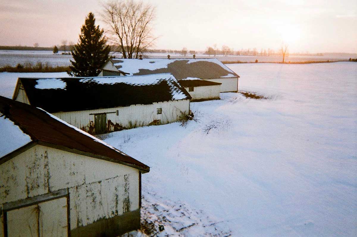 Farm at sunset