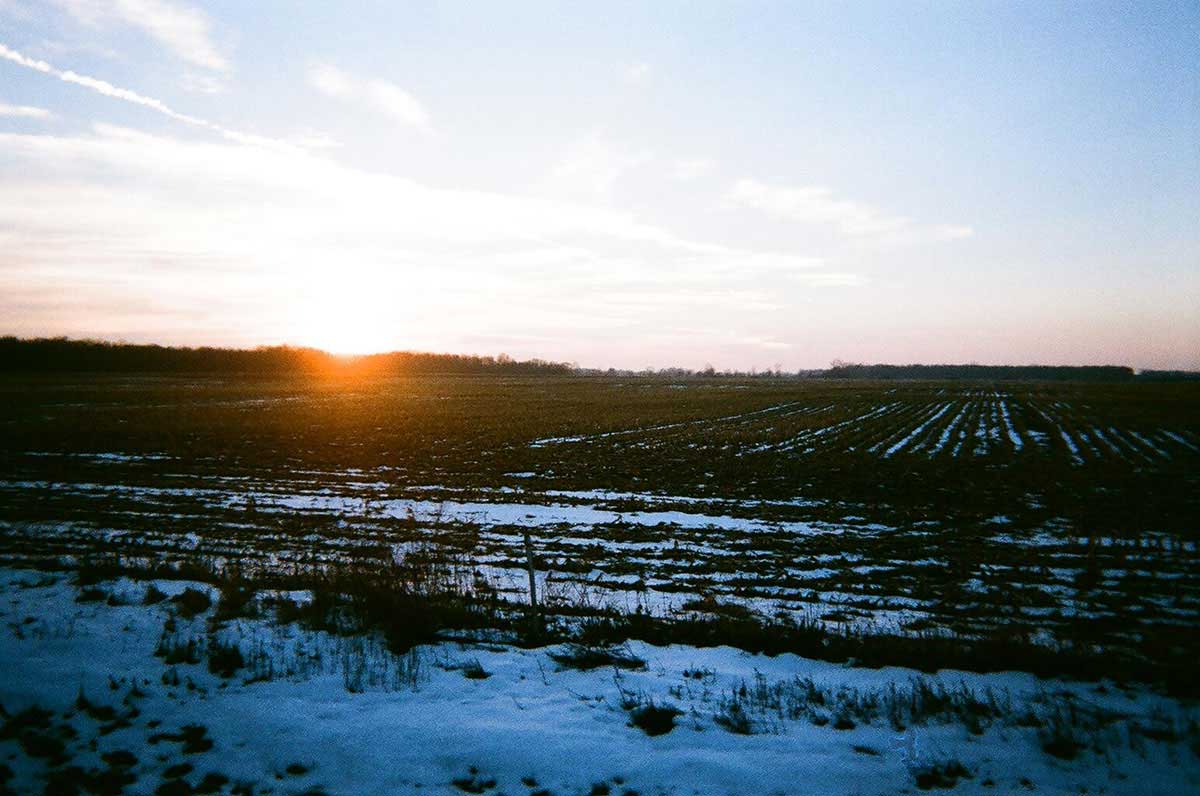 Farm at sunset